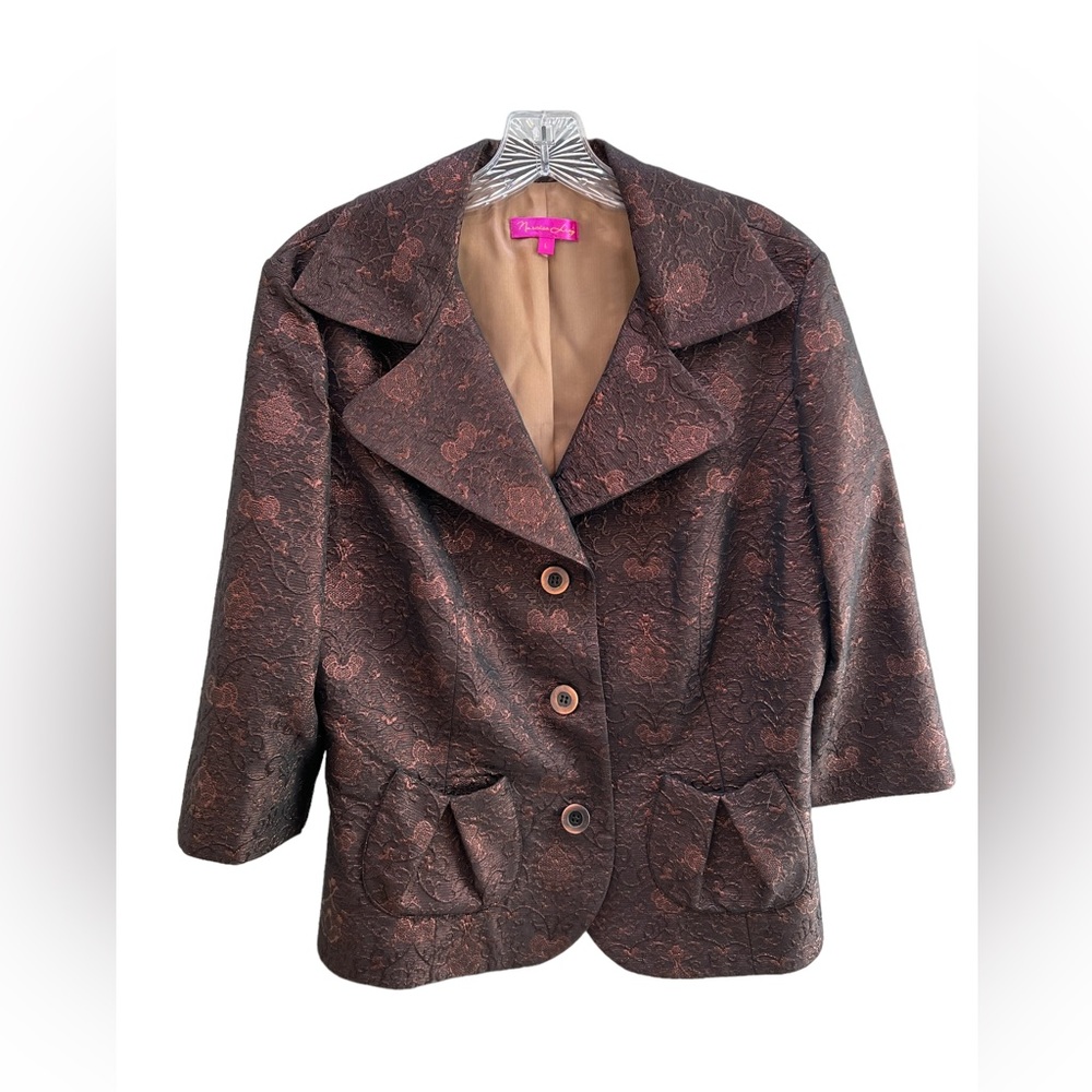 Narcisa Lang Copper Metallic Finished Blazer Size Large